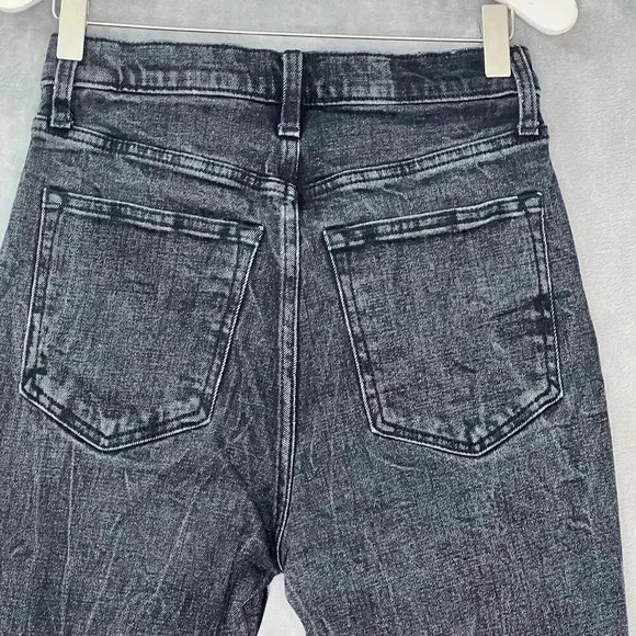 Abercrombie & Fitch Ultra High Rise‎ Mom Jean Knee Rip Denim Black Size 26 - Picture 6 of 11